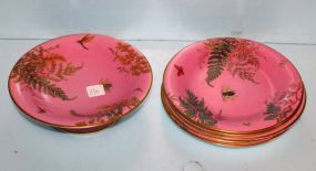 Six Pieces of Hand painted English Porcelain  Including compote and five plates 