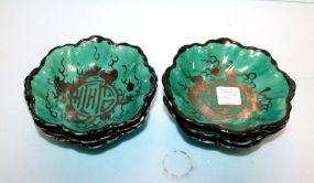 Set of Six Porcelain Bowls with Silver Dragon Decoration