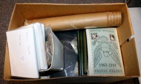 Box Lot of Vintage Postcards & Stamps