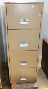 977  Four Drawer Metal Filing Cabinet 19 1/2