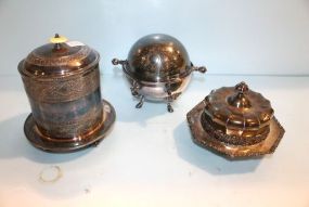 186  Sheffield Buscuit Jar, Covered Butter, English Footed Butter
