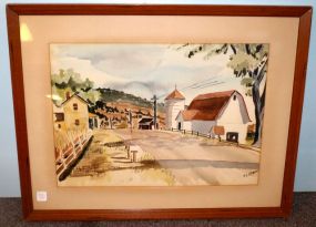 551  Watercolor Signed F.L. Clark 27 1/2
