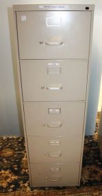 979  Five Drawer Metal Filing Cabinet 17 1/2