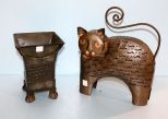 Metal Cat & Metal Planter