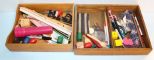 Two Wood Trays with Assortment of Toys