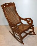 Walnut Victorian Cane Seat & Back Arm Rocker