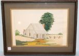 1975 Watercolor of Cabin Signed Cecelia