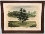 Watercolor of Trees Signed Sullivan