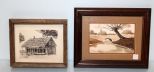 Countryside Watercolor Signed Lower Left & Picture of Cabin