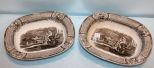 Two 19th Century Stoneware Transfer Oval Bowls