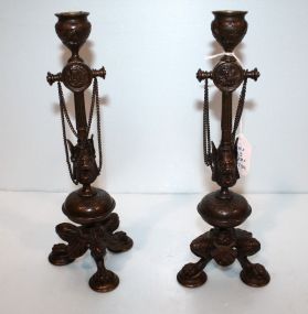 Pair of Bronze 19th Century Candlesticks