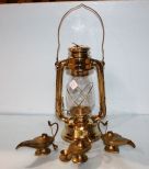 Brass Lantern & Three Brass Genie Lanterns