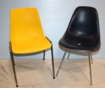 Globe Hendersonville, TN Plastic Chair & Retro Blue Vinyl Chair