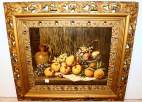 Great Victorian Frame with Signed Print of Fruit 