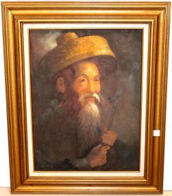 Oil Painting of Old Chinese Man