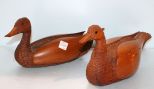Two Hand Carved Ducks by Artist David Ritter