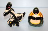 Unsigned, Undated Shearwater Figurine of Prauline Mammy and Figurine of Woman Walking Child Signed Dated '99