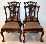 Set of Four Mahogany Chippendale Style Side Chairs