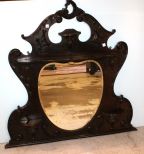 Mahogany Victorian Beveled Mirror with Shelves