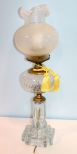 Victorian Style Parlor Lamp with Ruffled Etched Glass Shade