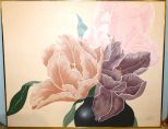Large Oil Painting of Tulips Signed Lee Reynolds