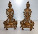 Pair of Brass Vintage Classical Style Andirons