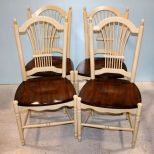 Set of Four Painted and Wood Chairs
