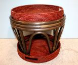 Bamboo Style End Table with Two Trays