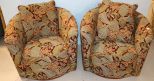 Pair Upholstered Barrel Back Chairs