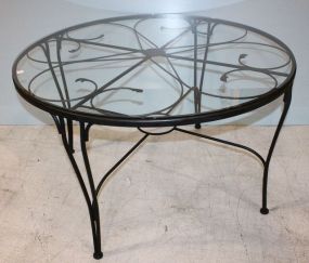 Round Glass Top Iron Table