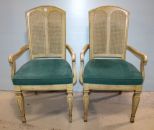 Pair Painted Yellow Arm Chairs