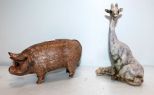 Pottery Girrafe & Pig