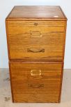 Two Drawer Wood Filing Cabinet on Wheels