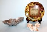 Three Seashells, Easel, Pewter Shaped Shell & Friends Plate