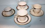 Gorham Florentine Lapis Cup/Saucer, Winthrop Doulton & Co Cup/Saucer, Fitz & Floyd Cup/Saucer & Harlew Doulton & Co. Cup/Saucer