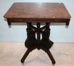 Walnut Carved Victorian Marble Top Table