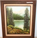 Oil Painting of Emerald Lake signed Lower Right