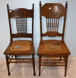 Two Oak Cane Seat Chairs