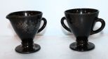Black Creamer/Sugar with Silver Colored Flowers
