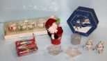 Merry Candleholders, Two Star Candleholders, Two Angel Candleholders, Snowman Box & Santa Tin