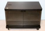 Black TV Stand with Two Glass Doors