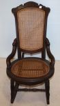 Walnut Victorian Cane Seat & Back Rocker