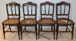 Set of Four Walnut Victorian Cane Seat Chairs