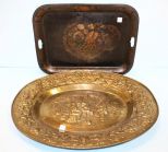 Large Brass Wall Tray & Black Tole Tray