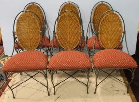 Set of Six Iron Chairs Four sides, two arms; 20 1/2