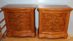 Pair Contemporary Three Drawer Side Tables Matches previous lot; 29 1/2