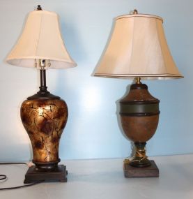 Two Decorative Table Lamps One metal, one resin; 32