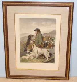 Restrike Engraving Handmade from the old plate originally etched by Richard Ansdell; engraving of Scotch/ English gamekeeper; 37 1/2