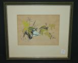 Watercolor Signed J. Blue 16