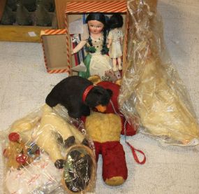 Box Lot of Toys, Dolls, Bear